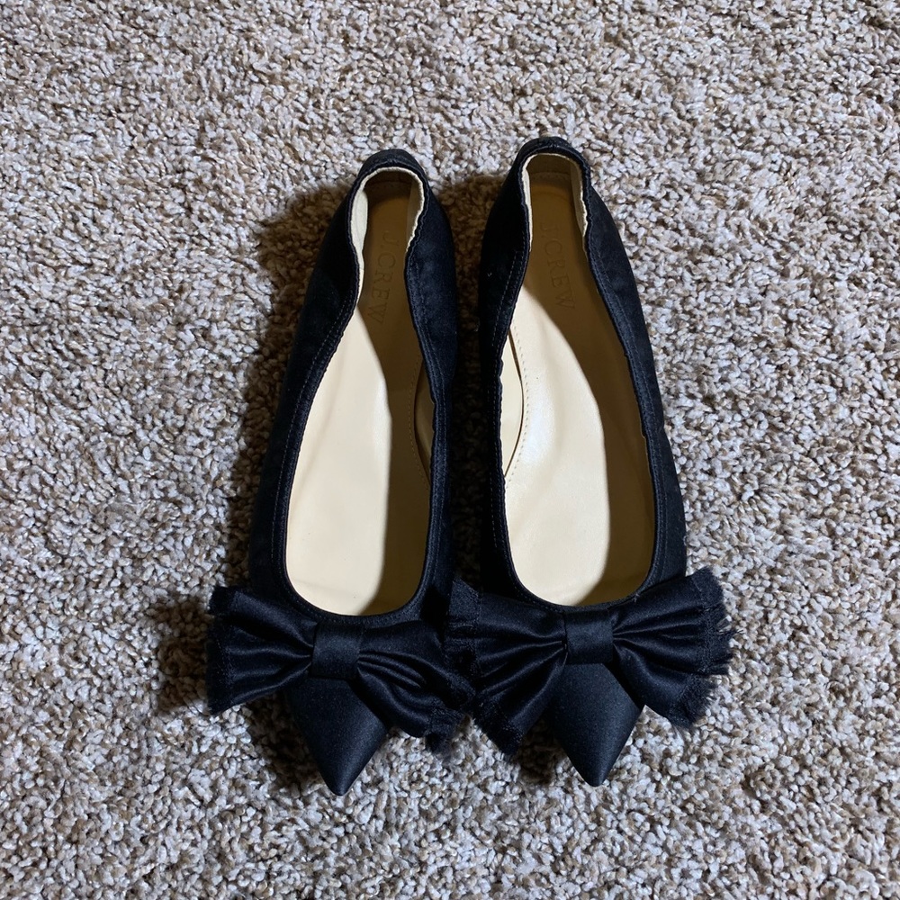 J. Crew Lottie Big Satin Bow Flats